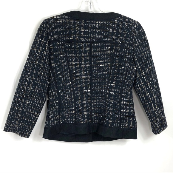 T. Tahari Blue Tweed Sofie Jacket Snap Front 6P - Picture 2 of 8